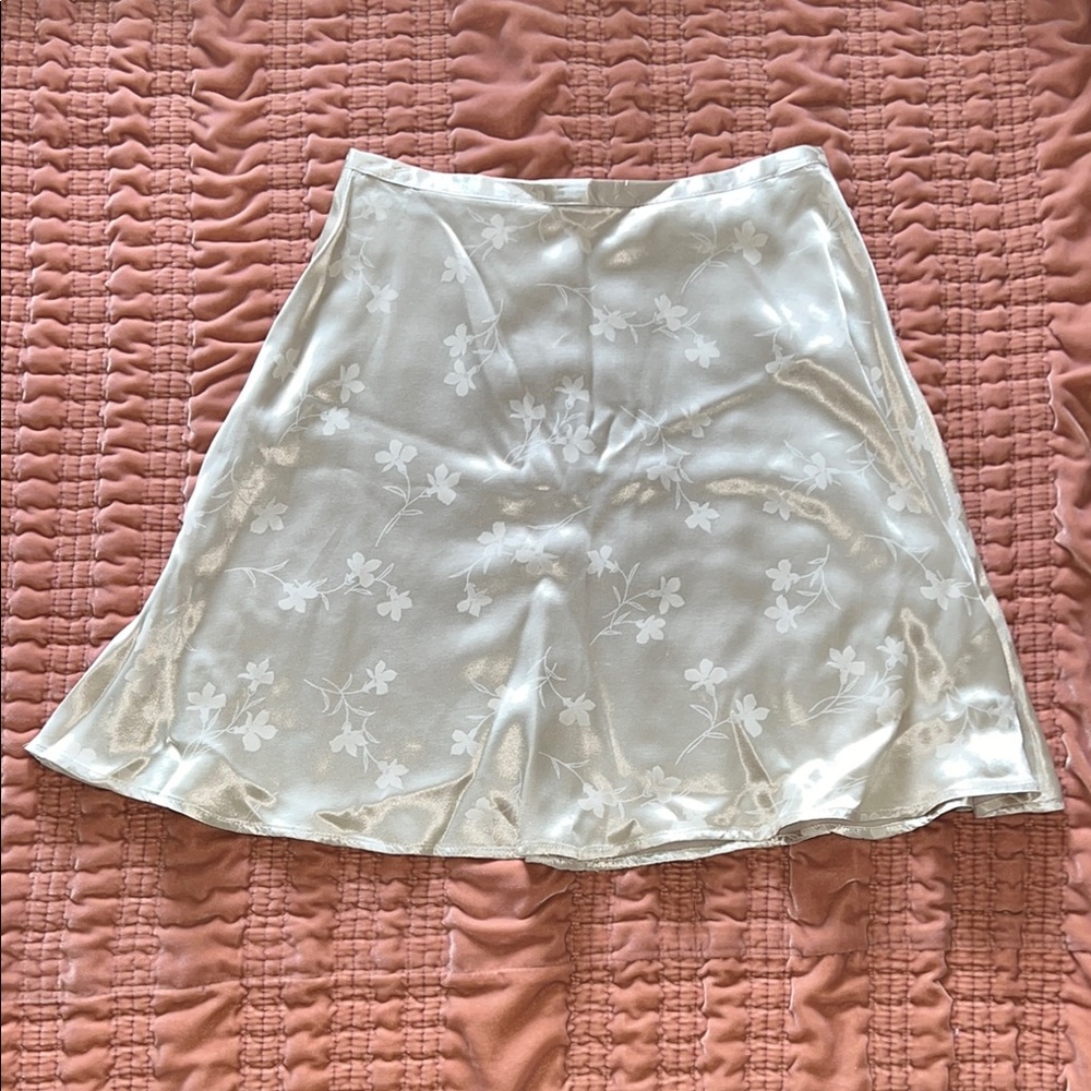 Vintage Satin Floral Cream Mini Skirt